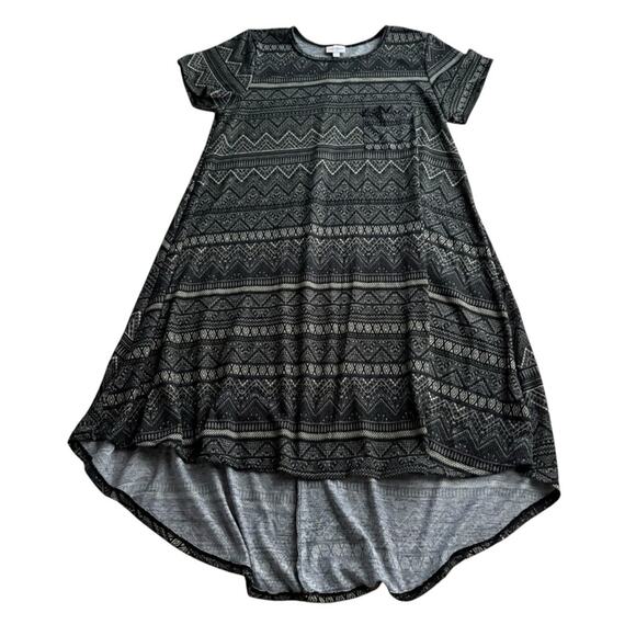 LuLaRoe Asymmetrical Carly Swing Dress in Black and Green Size M - Picture 1 of 5